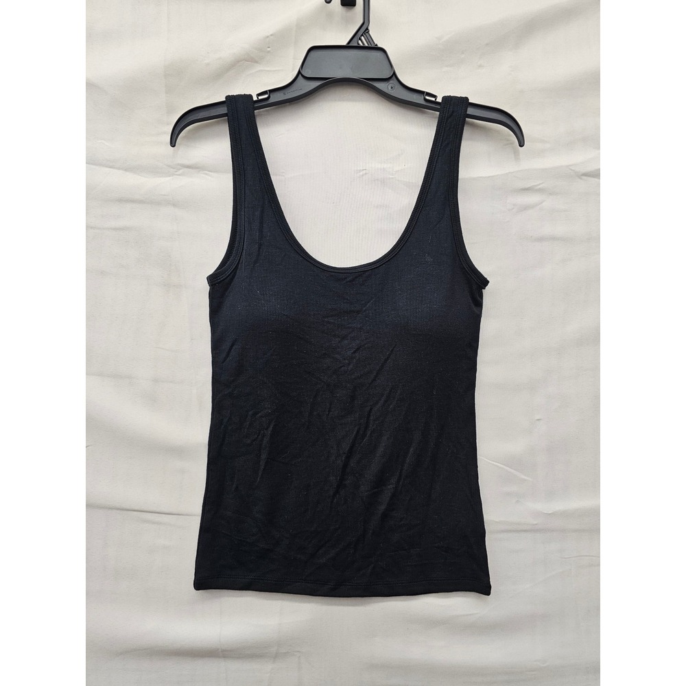 A New Day Womens Scoop Neck Tank Top Black Rayon Blend Casual Size Medium